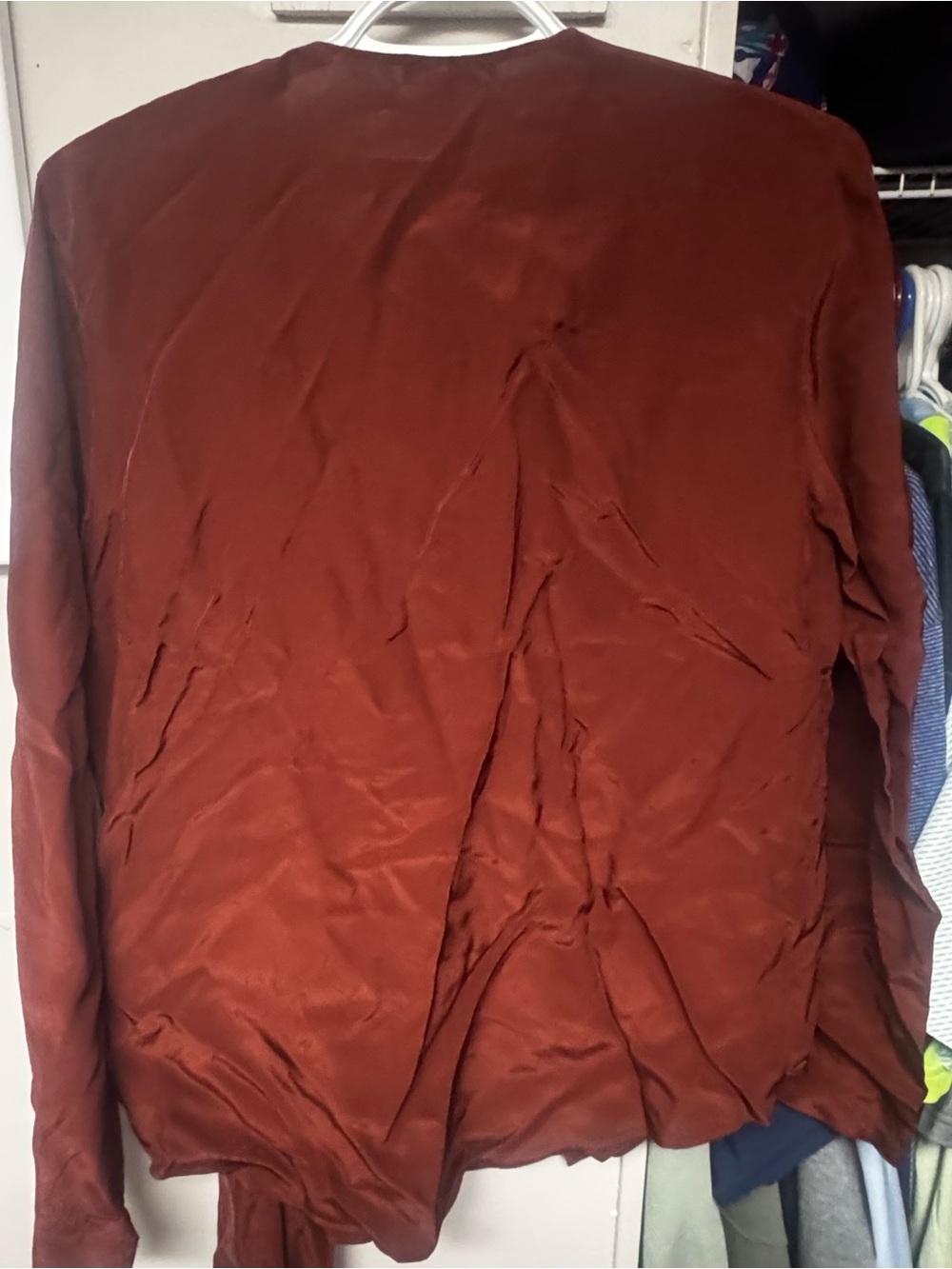 Massimo Dutti NWT Rust Orange Draped Ruffle Blouse 100% Viscose XS - Picture 12 of 12